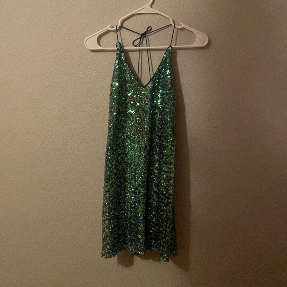 Green straps dress